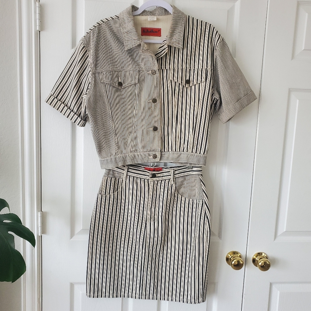 Vintage Denim Skirt and Jacket Set